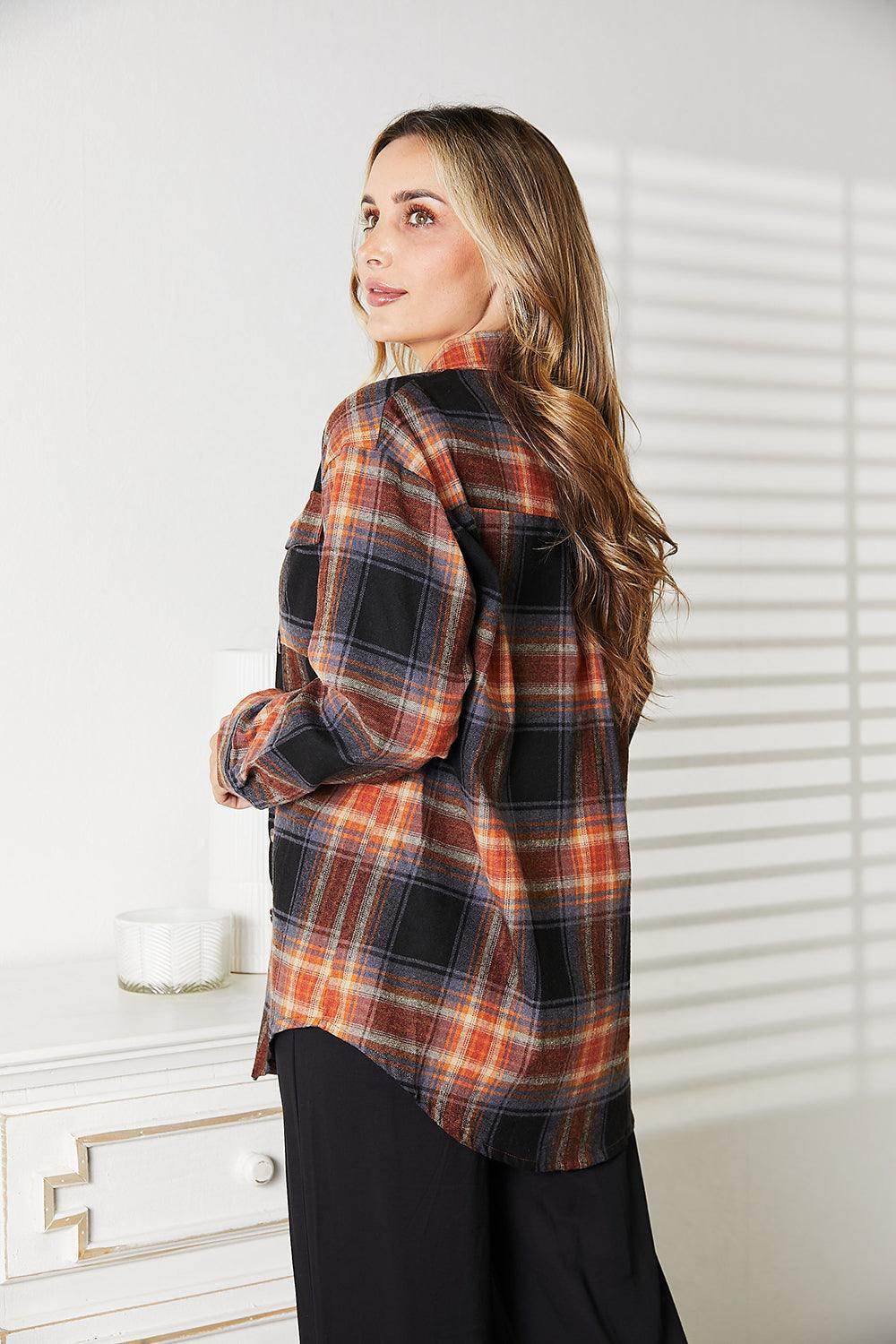 Mandy Plaid Dropped Shoulder Shirt for Casual Chic Style - Selvanelle