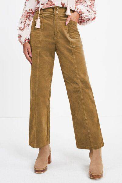Half Elastic Waist Straight Pants for Comfortable Fit - Selvanelle