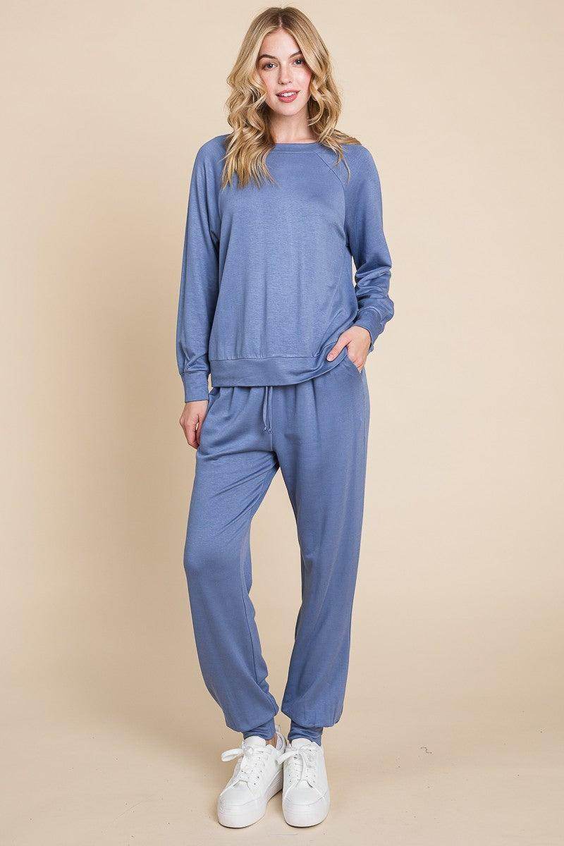 Super Lady Round Neck Raglan Sleeve Top and Pants Set - Selvanelle