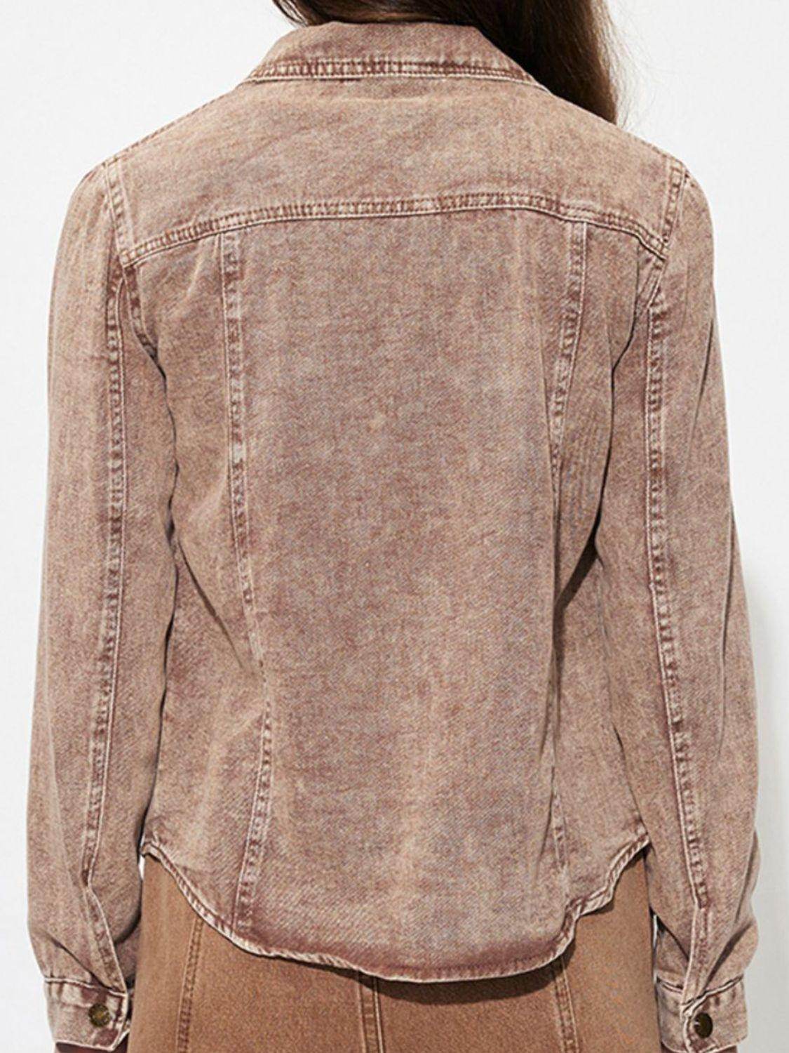 Button Up Long Sleeve Denim Jacket for Women Casual Style - Selvanelle