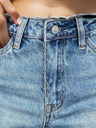 Raw Hem Denim Shorts with Pockets for Stylish Comfort - Selvanelle