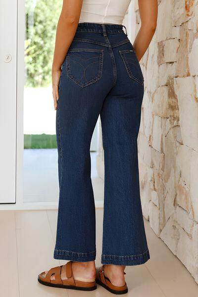 High Waist Bootcut Jeans with Pockets for Stylish Comfort - Selvanelle