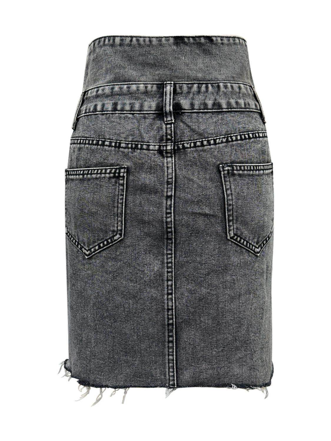 Raw Hem High Waist Denim Skirt for Trendy Casual Style - Selvanelle