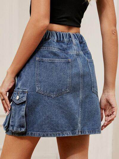 High Waist Denim Skirt for Women with Pockets and Comfort - Selvanelle