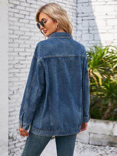 Button Up Long Sleeve Denim Jacket for Stylish Looks - Selvanelle