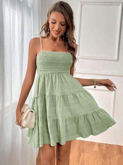 Tiered Smocked Square Neck Cami Dress for Casual Style - Selvanelle