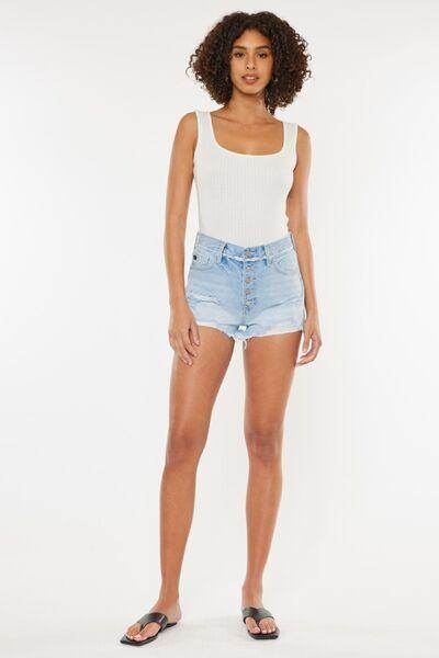 Kancan Distressed Button Fly Denim Shorts for Women - Selvanelle