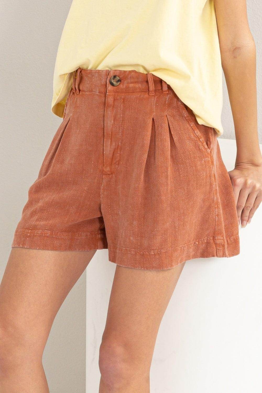 HYFVE High Waist Pleated Linen Shorts for Stylish Comfort - Selvanelle