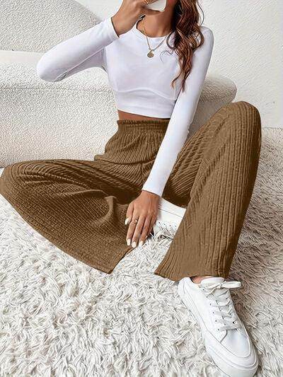 Ribbed High Waist Pants for Women in Various Sizes - Selvanelle