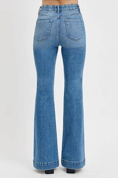 RISEN Full Size Front Patch Pocket Flare Jeans Plus Size - Selvanelle