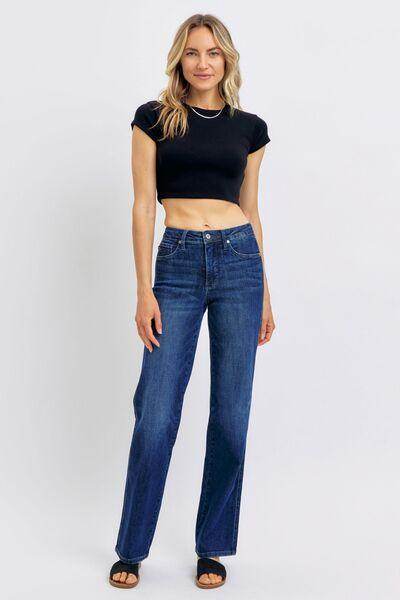 Judy Blue Full Size Tummy Control Straight Jeans Plus Size - Selvanelle