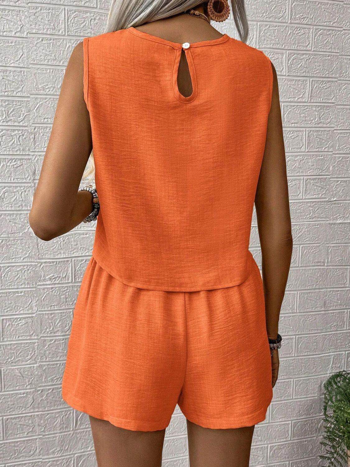 Round Neck Sleeveless Top and Shorts Set for Women - Selvanelle
