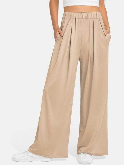 Elastic Waist Wide Leg Pants for Women in Various Sizes - Selvanelle