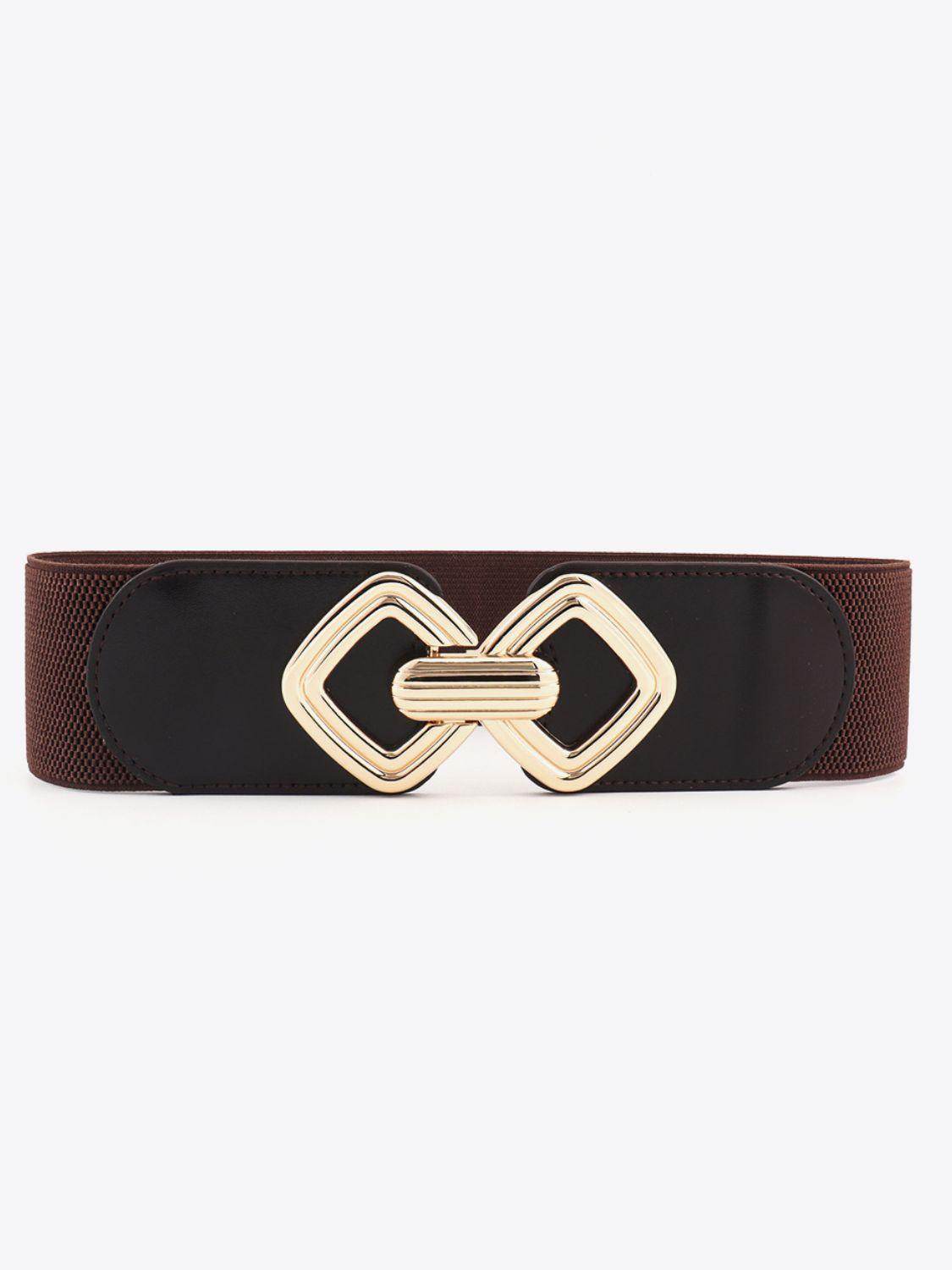 Geometric Buckle Elastic Wide Belt for Stylish Comfort - Selvanelle