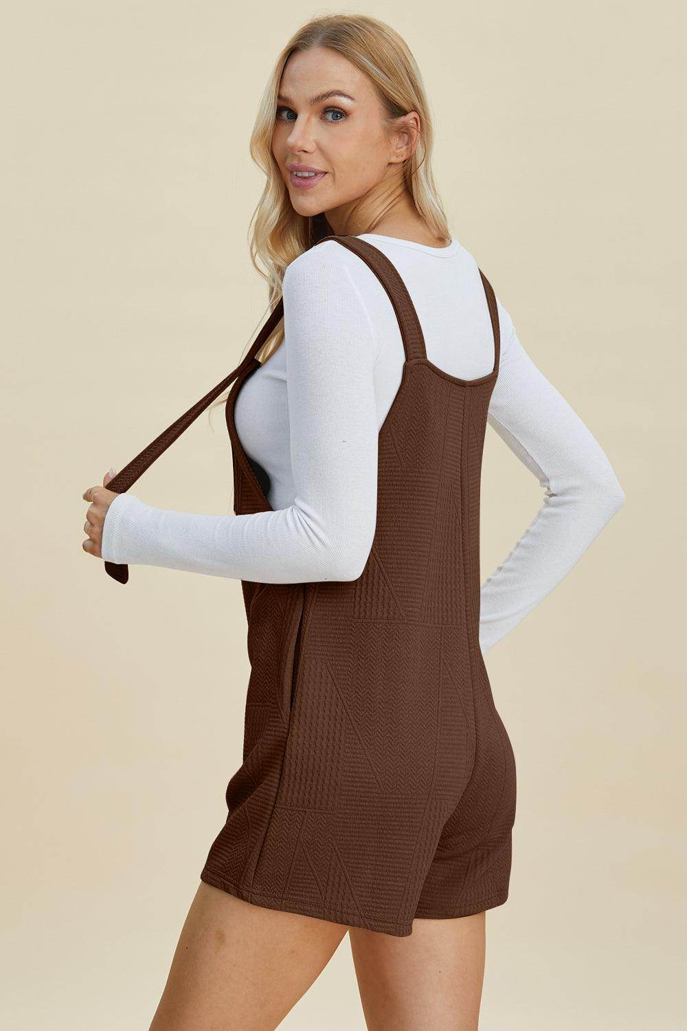 Double Take Full Size Texture Sleeveless Romper for Women - Selvanelle