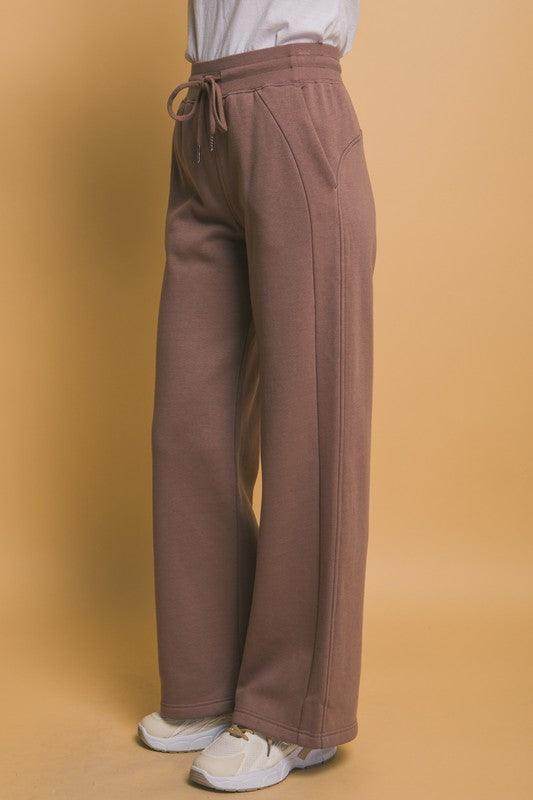 Love Tree Drawstring Wide Leg Sweatpants With Pockets - Selvanelle