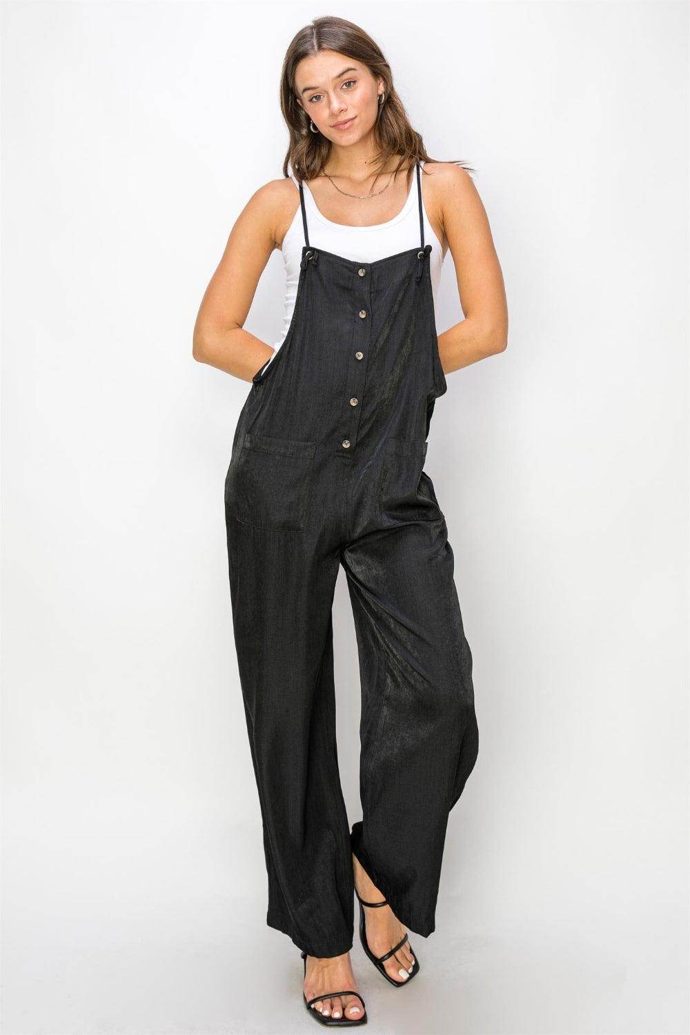 HYFVE Half Button Sleeveless Straight Jumpsuit for Women - Selvanelle
