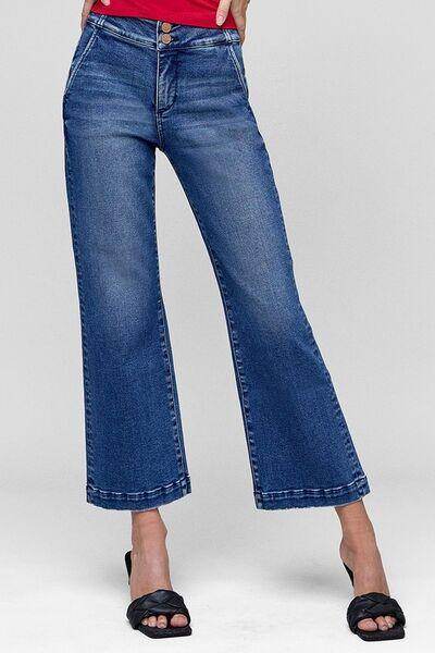 RISEN Tummy Control High Rise Crop Jeans for Women - Selvanelle