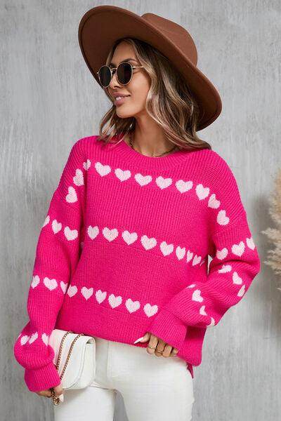 Angel Wings Heart Round Neck Long Sleeve Sweater for Women - Selvanelle
