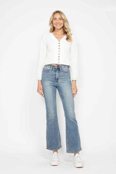 Judy Blue Full Size Tummy Control Back Embroidered Bootcut Jeans Plus Size - Selvanelle