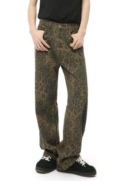 Leopard Jeans With Pockets For Stylish Everyday Wear - Selvanelle