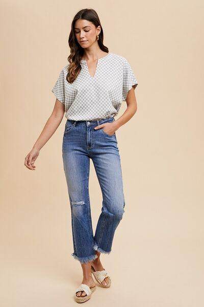 Annie Wear Distressed Raw Hem Straight Leg Cropped Jeans - Selvanelle