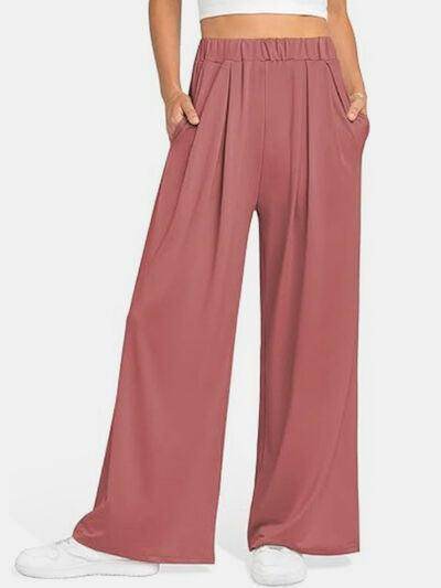 Elastic Waist Wide Leg Pants for Women in Various Sizes - Selvanelle