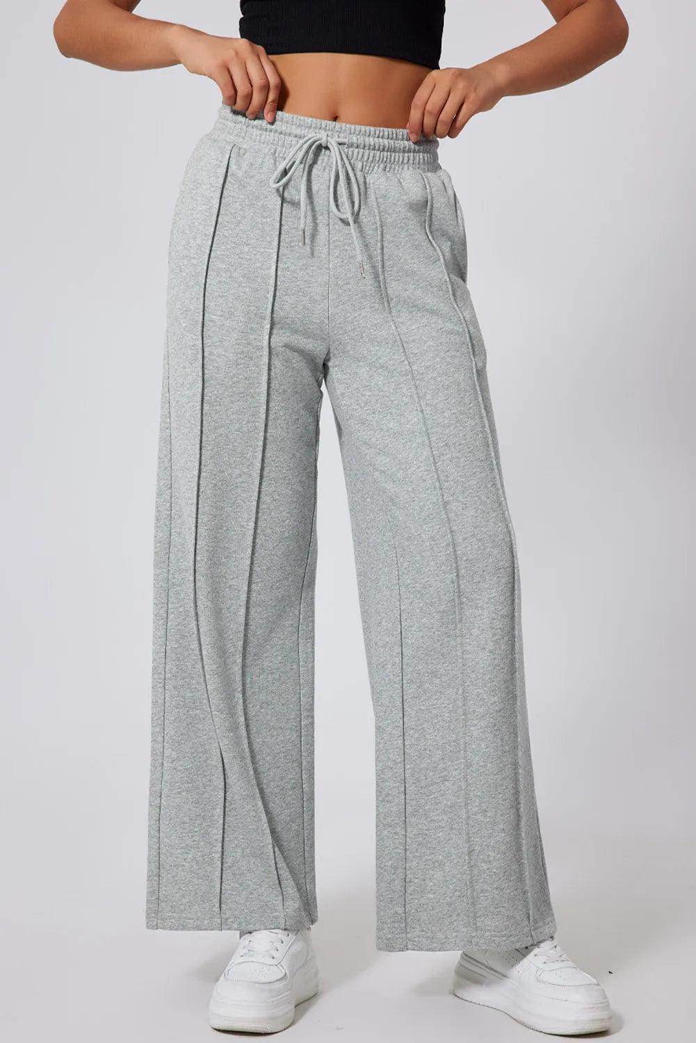 Drawstring Wide Leg Active Pants for Comfort and Style - Selvanelle