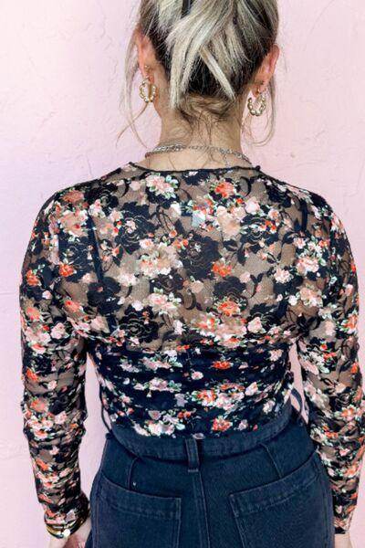 Floral Round Neck Long Sleeve Blouse for Women Fashion - Selvanelle