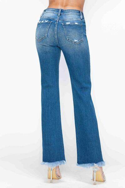 Bytos Full Size Raw Hem Distressed Mid Rise Straight Jeans - Selvanelle