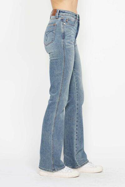 Judy Blue Full Size Tummy Control Back Embroidered Bootcut Jeans Plus Size - Selvanelle