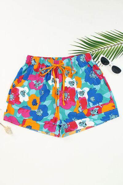 Stylish Drawstring Printed High Waist Shorts for Women - Selvanelle