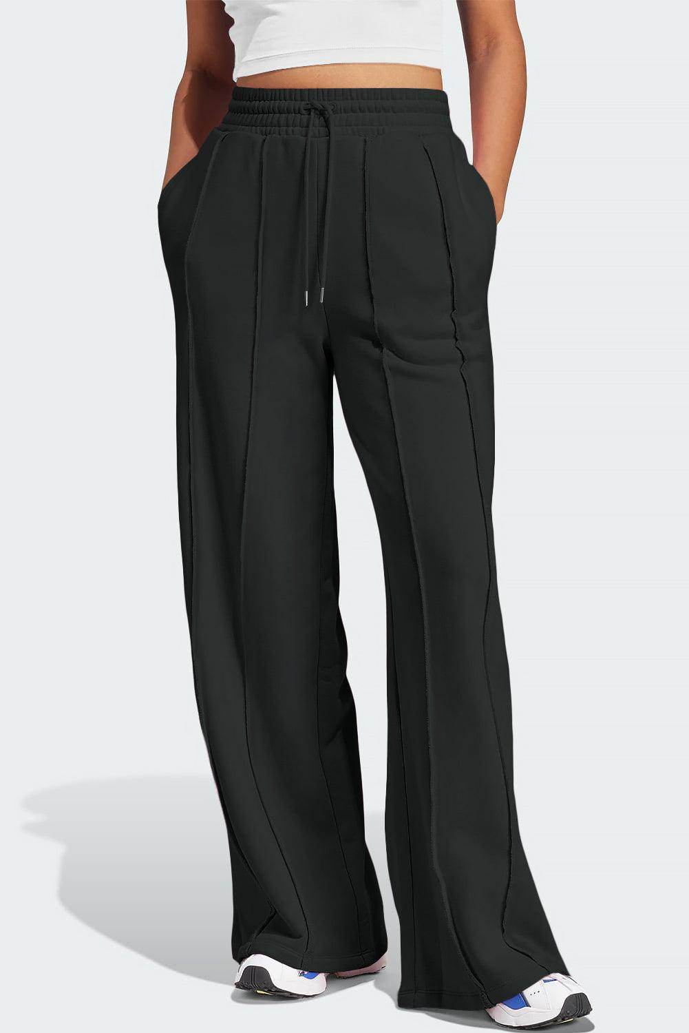 Drawstring Wide Leg Active Pants for Comfort and Style - Selvanelle