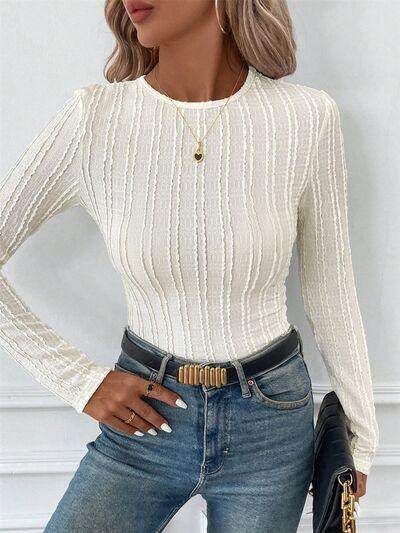 Round Neck Long Sleeve Top for Women in Various Sizes - Selvanelle