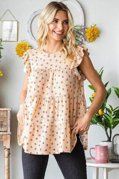 Heimish Full Size Butterfly Short Sleeve Floral Top Plus Size - Selvanelle