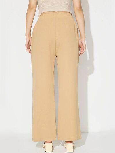 Wide Leg Pants with Pockets for Women in Opaque Style - Selvanelle