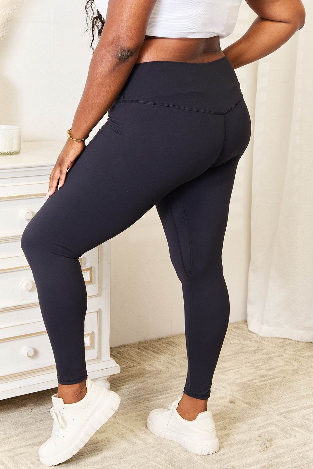 Double Take Wide Waistband Sports Leggings for Women - Selvanelle