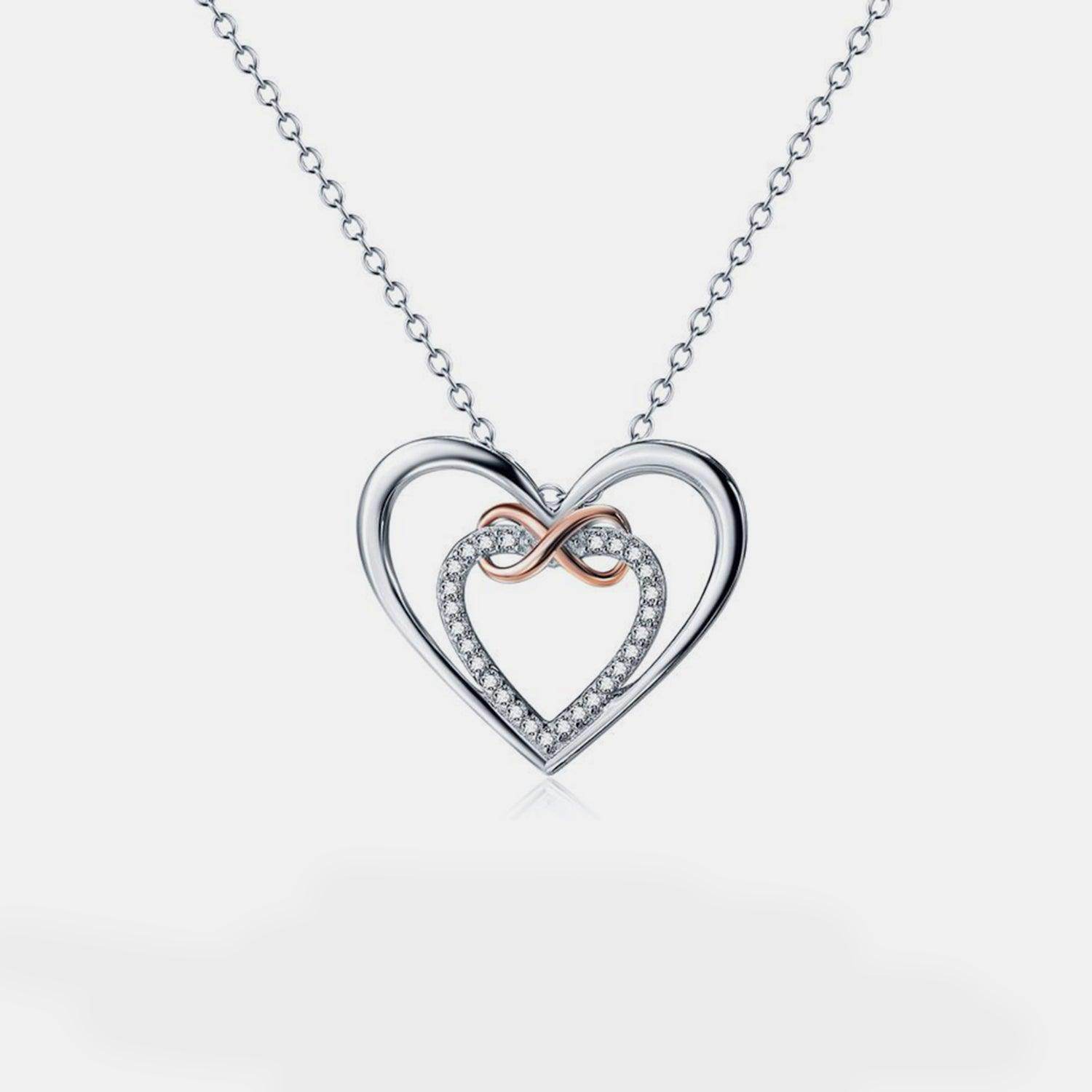 Heart Shape Inlaid Zircon 925 Sterling Silver Necklace for Women - Selvanelle
