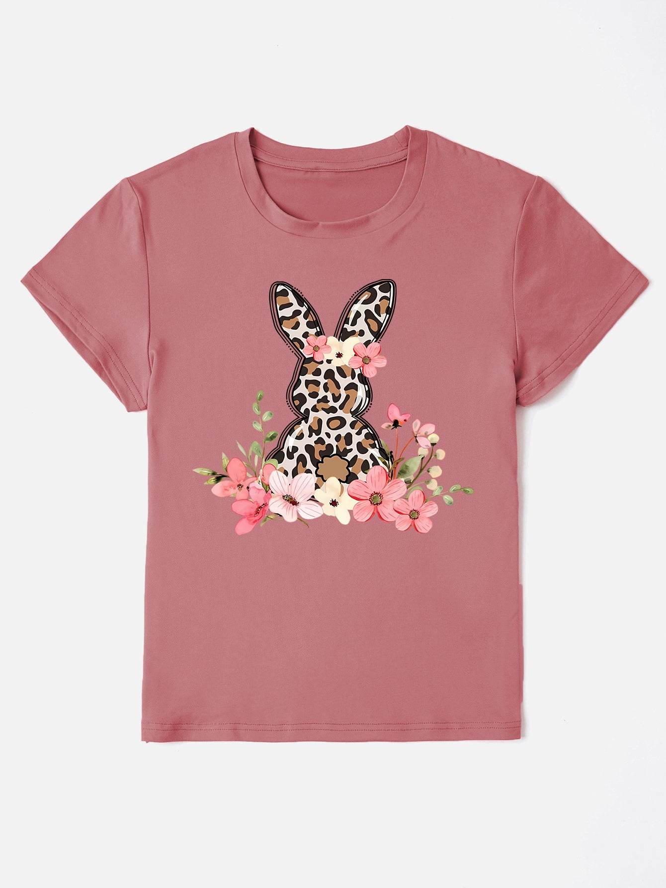 Rabbit Round Neck Short Sleeve T-Shirt - Selvanelle