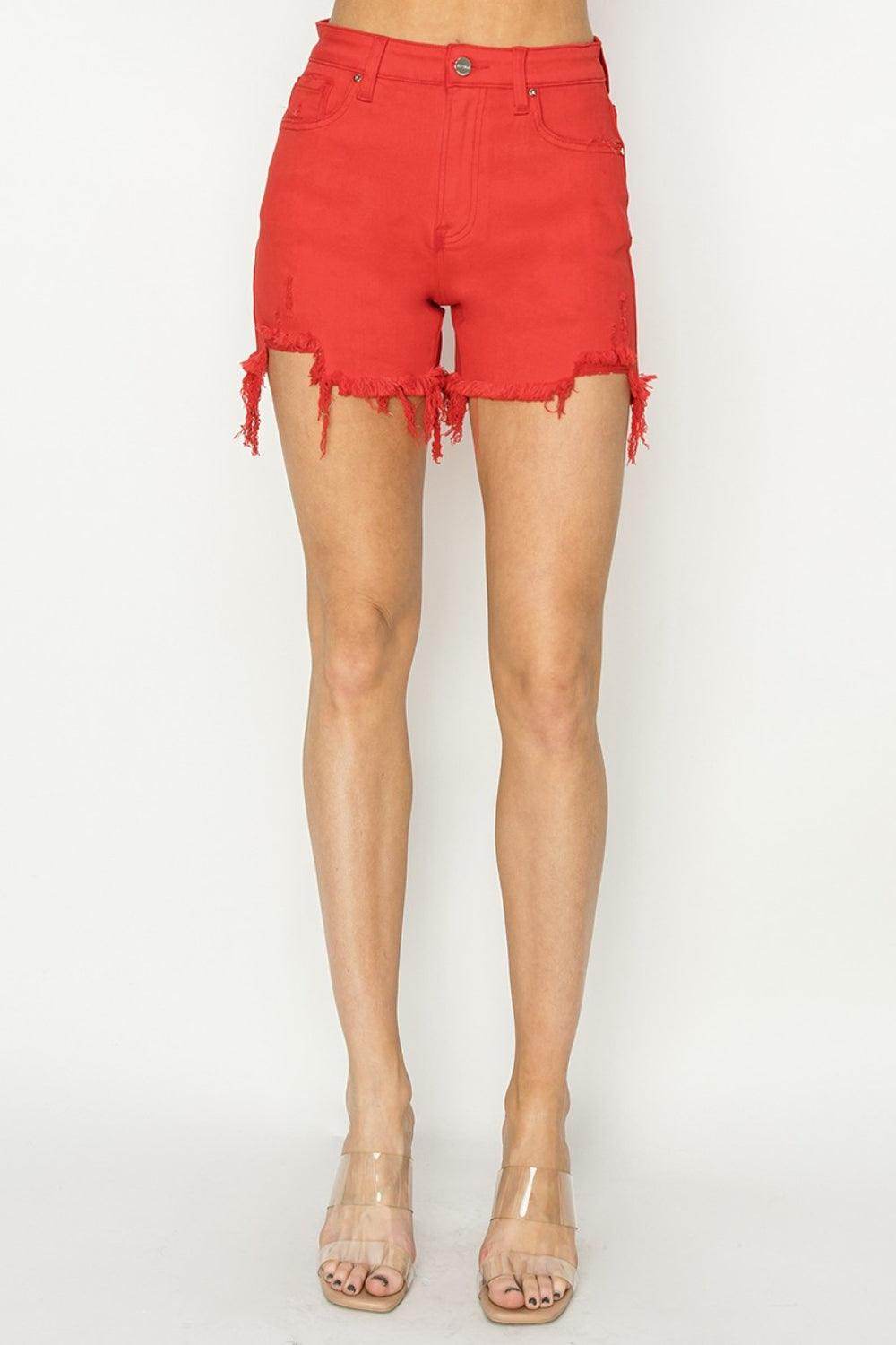 RISEN High Rise Distressed Denim Shorts for Trendy Style - Selvanelle