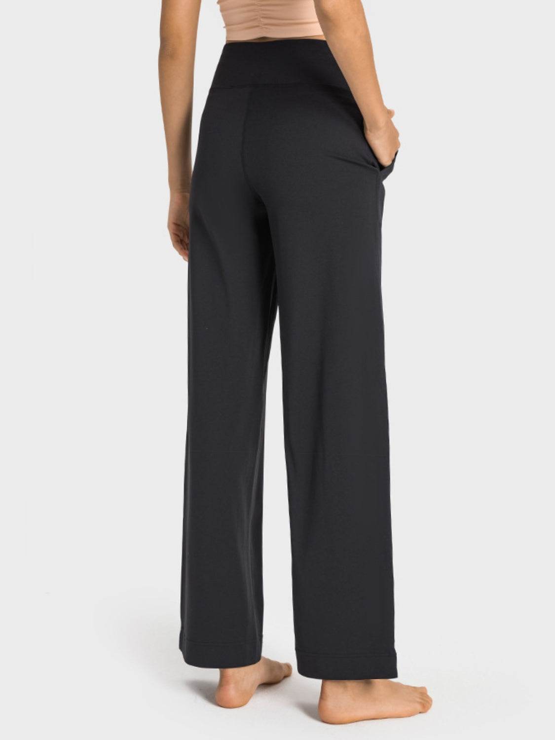 Millennia Drawstring Waist Wide Leg Sports Pants with Pockets - Selvanelle