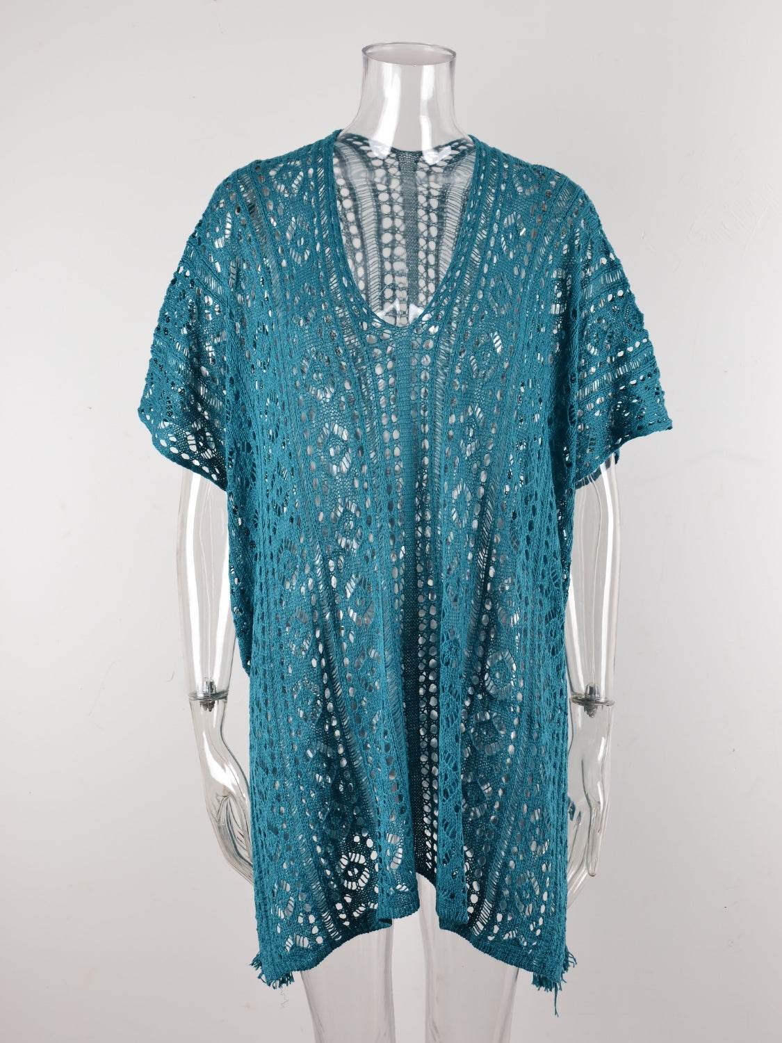 Angel Wings Cutout V-Neck Cover-Up with Tassel - Selvanelle