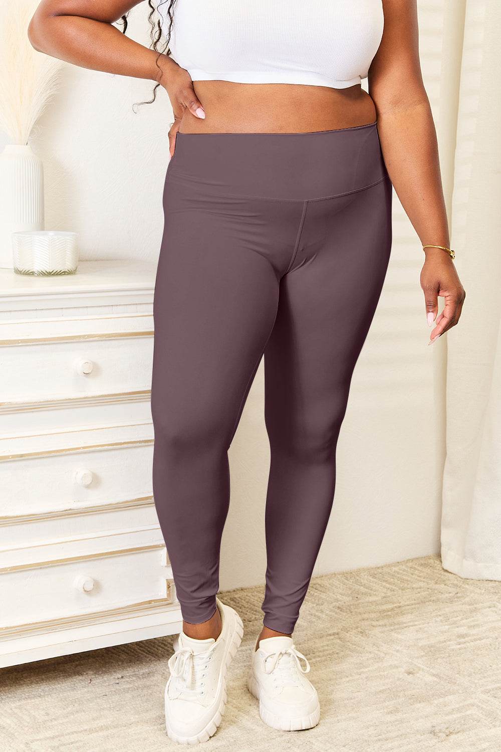 Double Take Wide Waistband Sports Leggings for Women - Selvanelle