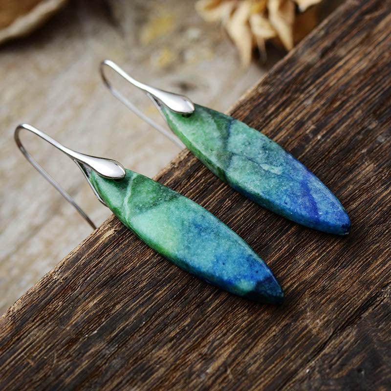 Copper Natural Stone Geometric Shape Earrings for Women - Selvanelle