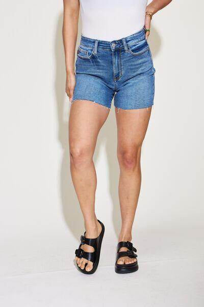 Judy Blue Full Size High Waist Slim Denim Shorts for Women - Selvanelle
