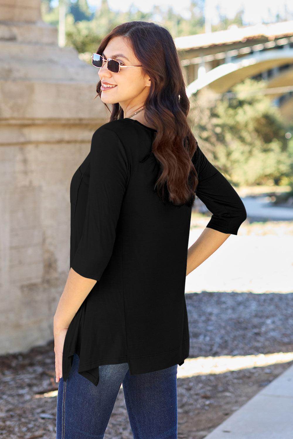 Basic Bae Full Size Round Neck Pocketed T-Shirt for Women - Selvanelle