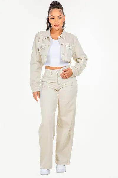 American Bazi High Waist Distressed Wide Leg Jeans Women - Selvanelle