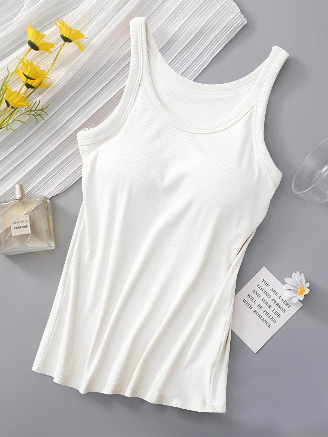 Round Neck Tank with Bra for Everyday Comfort Wear - Selvanelle