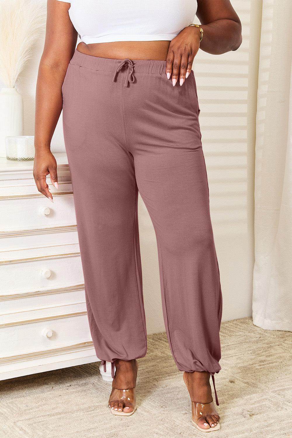 Basic Bae Full Size Soft Rayon Drawstring Pants with Pockets - Selvanelle