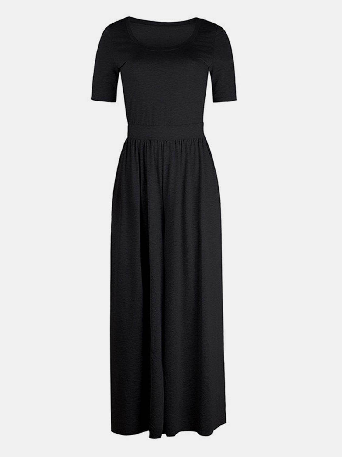 Scoop Neck Short Sleeve Jumpsuit for Casual Comfort - Selvanelle